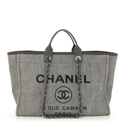 Chanel Woven Straw Raffia Large Deauville Tote Grey 1 of 12