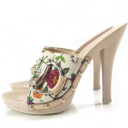 Gucci Floral Canvas Horsebit Heels 6 B 2 of 8