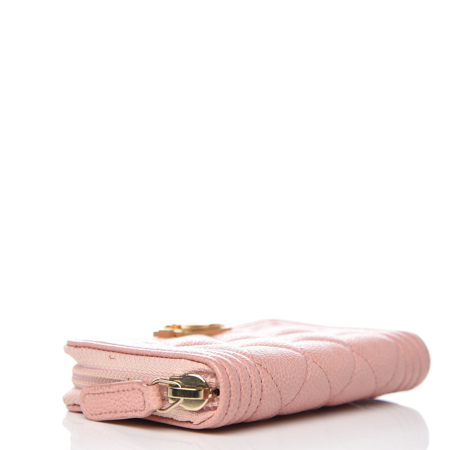 Chanel Caviar Quilted Boy Zip Around Coin Purse Wallet Pink 4 of 8