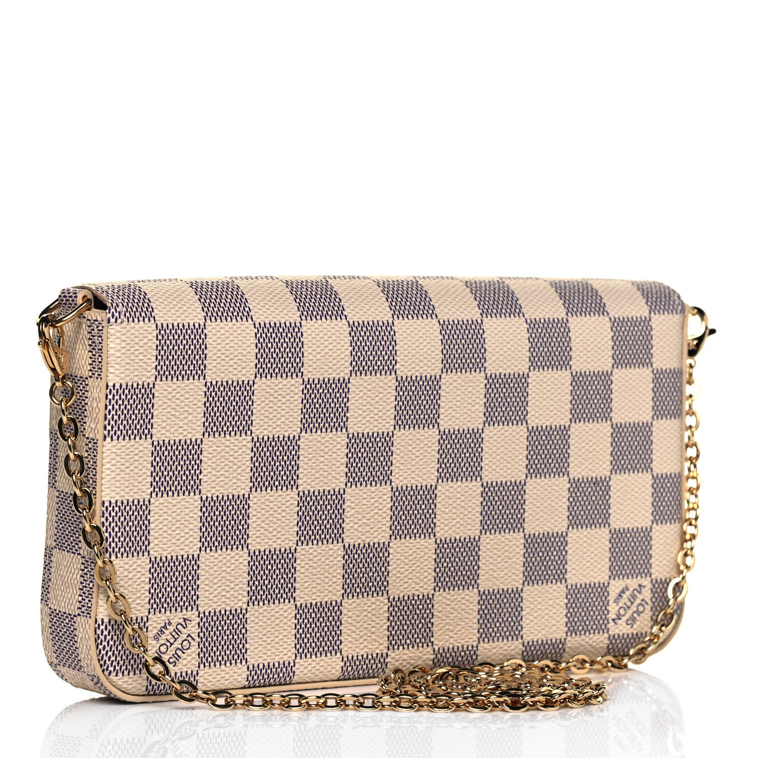 Louis Vuitton Damier Azur Pochette Felicie Chain Wallet Rose Ballerine 4 of 9