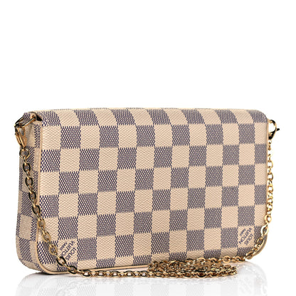 Louis Vuitton Damier Azur Pochette Felicie Chain Wallet Rose Ballerine 4 of 9