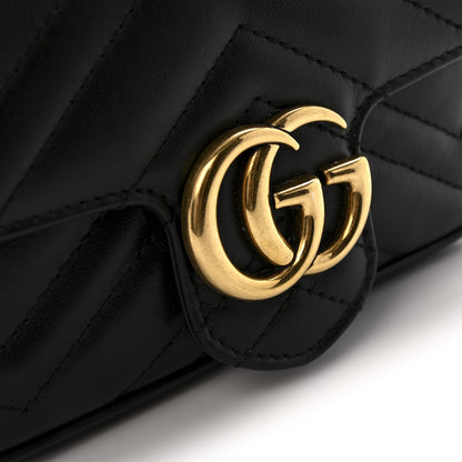 Gucci Calfskin Matelasse Super Mini GG Marmont Shoulder Bag Black 11 of 12