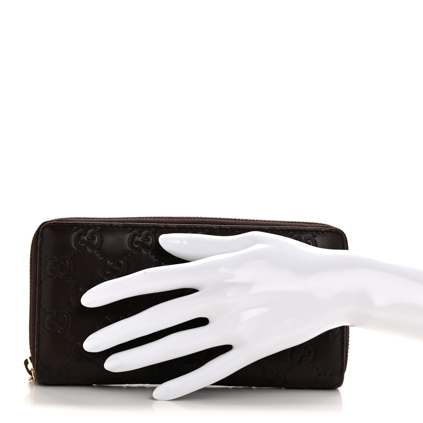Guccissima GG Pierce Zip Around Wallet Dark Brown