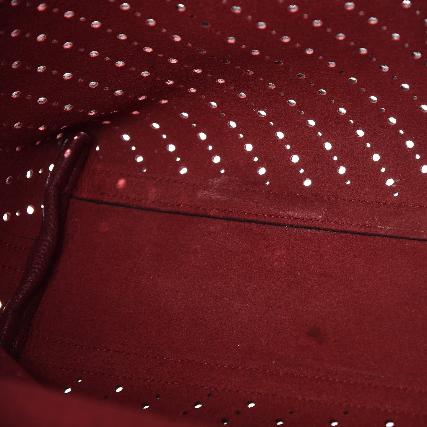 Perforated Grained Calfskin Large Shopping Tote Black