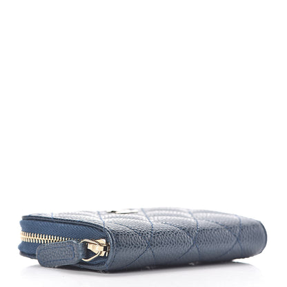 Chanel Metallic Caviar Quilted Zip Coin Purse Dark Blue 4 of 8