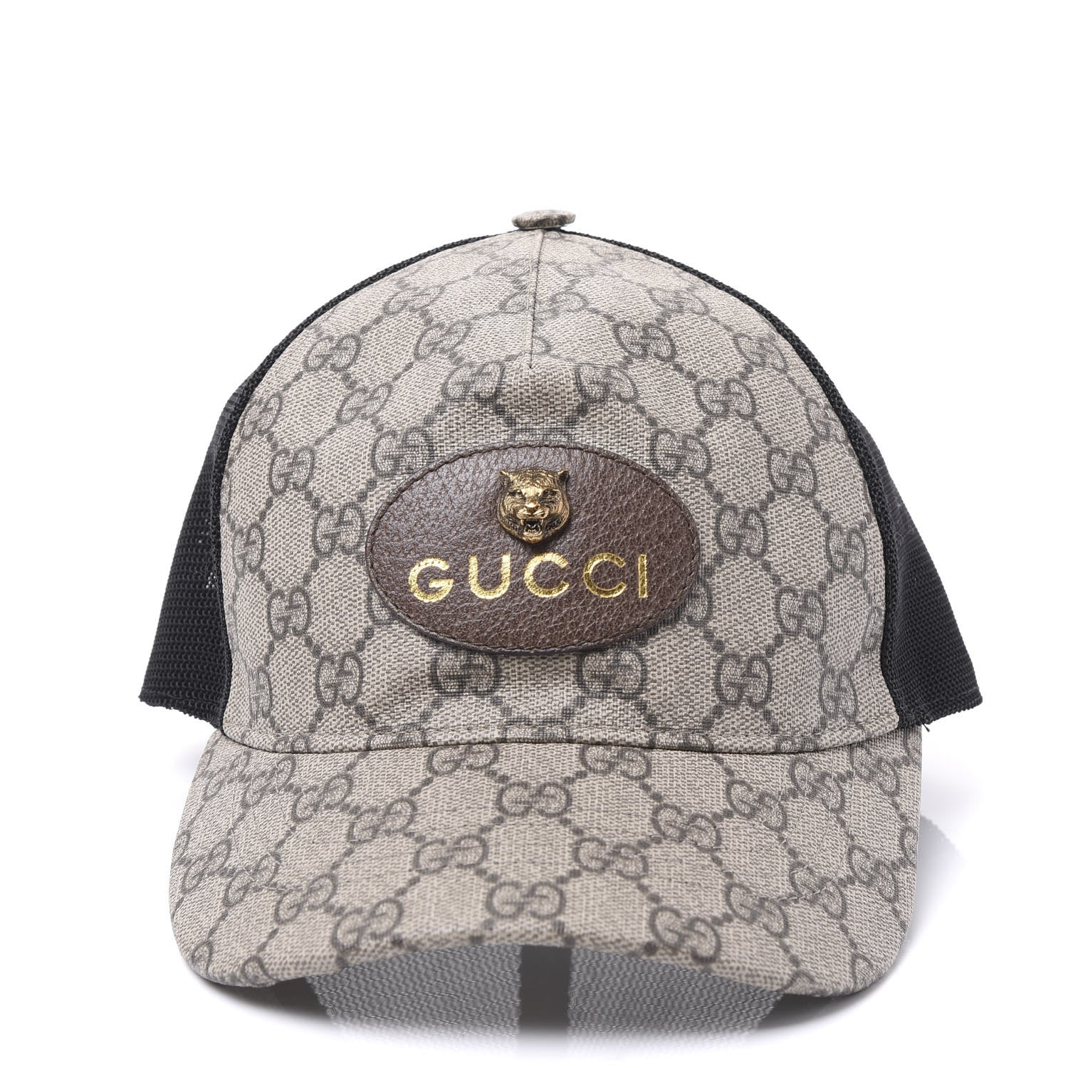 Gucci Soft GG Supreme Monogram Mesh Textured Dollar Calfskin Neo Vintage Rap Baseball Hat S Dark Brown Black 2 of 9