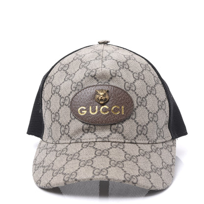 Gucci Soft GG Supreme Monogram Mesh Textured Dollar Calfskin Neo Vintage Rap Baseball Hat S Dark Brown Black 2 of 9