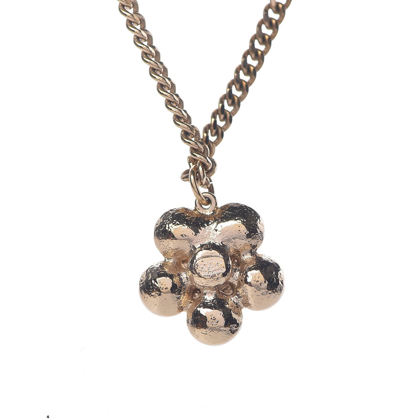 Crystal CC Flower Pendant Necklace Gold
