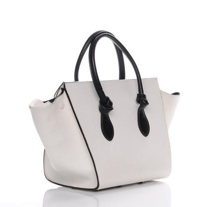 Celine Elephant Calfskin Small Bi-Color Tie Knot Tote White Black 3 of 9