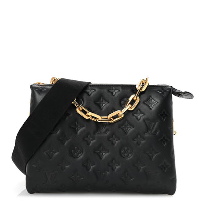 Louis Vuitton Lambskin Embossed Monogram Coussin PM Black 1 of 9