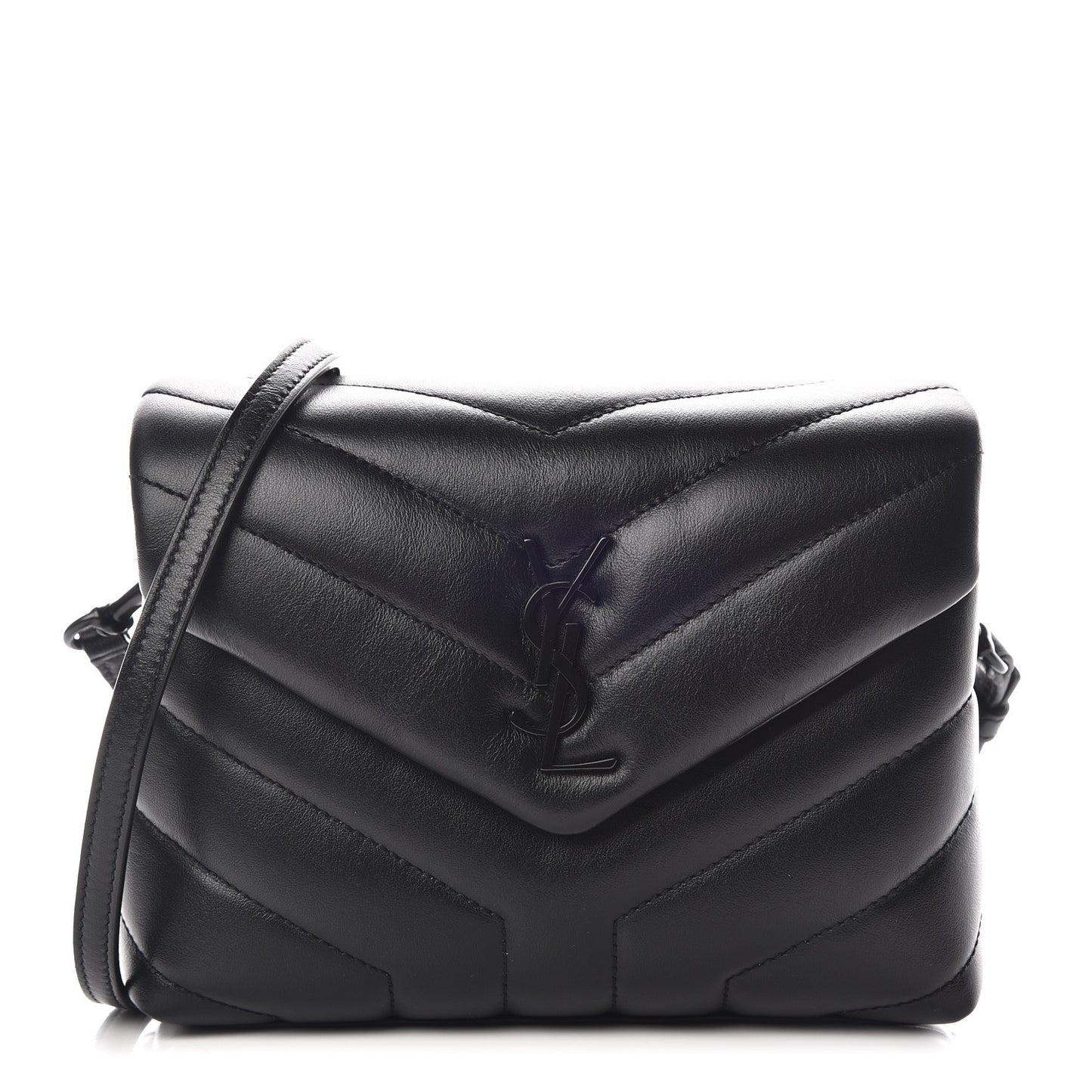 Calfskin Y Quilted Monogram Toy Loulou Crossbody Bag Black