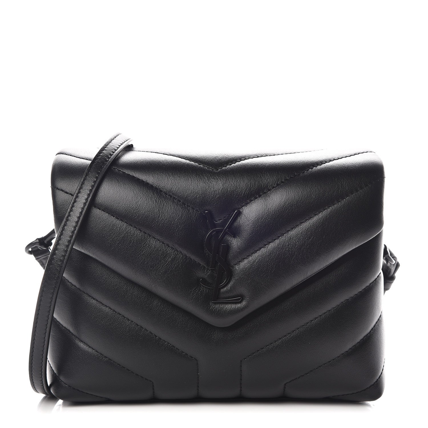 Saint Laurent Calfskin Y Quilted Monogram Toy Loulou Crossbody Bag Black 1 of 12