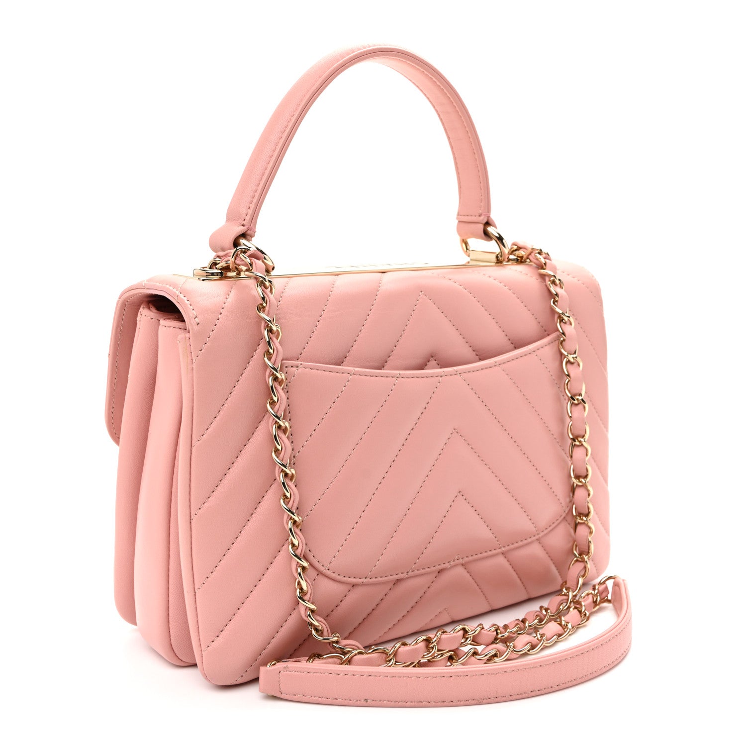 Chanel Lambskin Chevron Quilted Small Trendy CC Dual Handle Flap Bag Light Pink 3 of 11