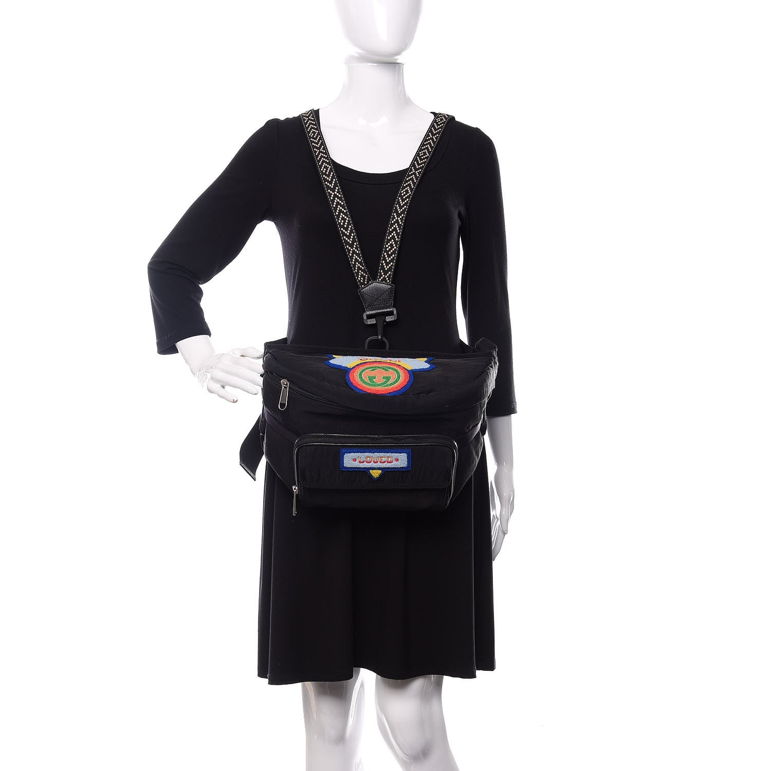 Gucci Nylon 80s Logo Patch Belt Bag Black 2 of 10