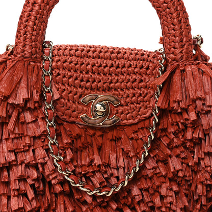 Chanel Raffia Fringe Nano Kelly Shopper Red 8 of 11