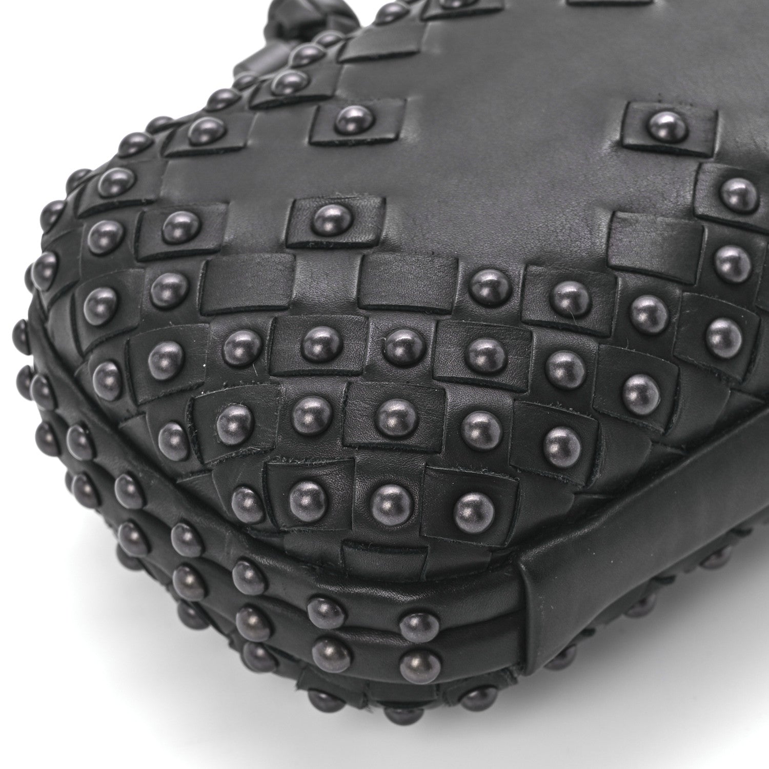 Bottega Veneta Waxy Nappa Intrecciato Knot Studded Clutch Black 8 of 10