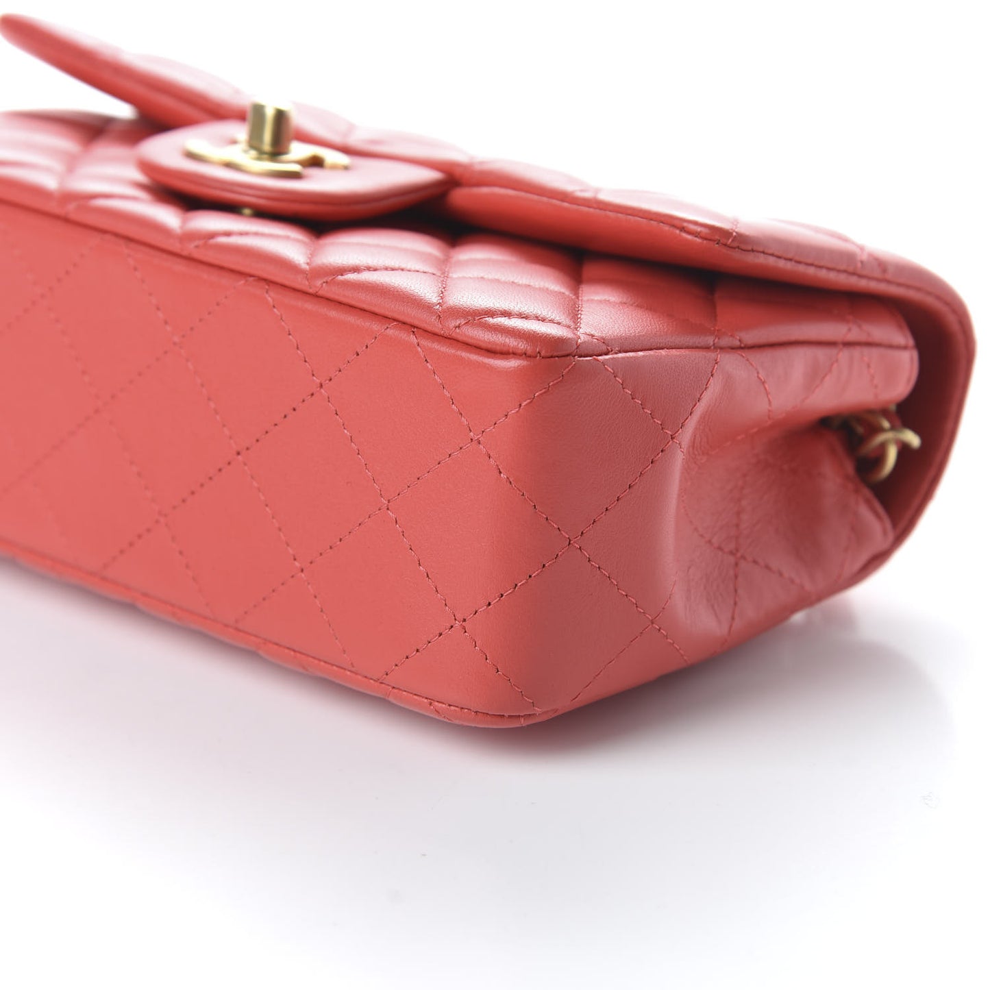 Lambskin Quilted Mini Rectangular Flap Red