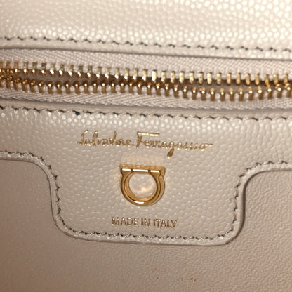 Salvatore Ferragamo Calfskin Quilted Gancini Flap Bag Bone 6 of 8