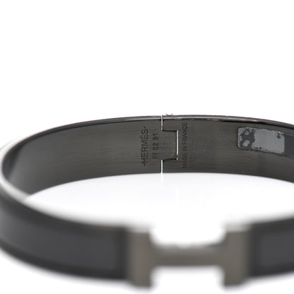 Hermes Matte Enamel Narrow Clic Clac HH Bracelet T3 So Black 4 of 7