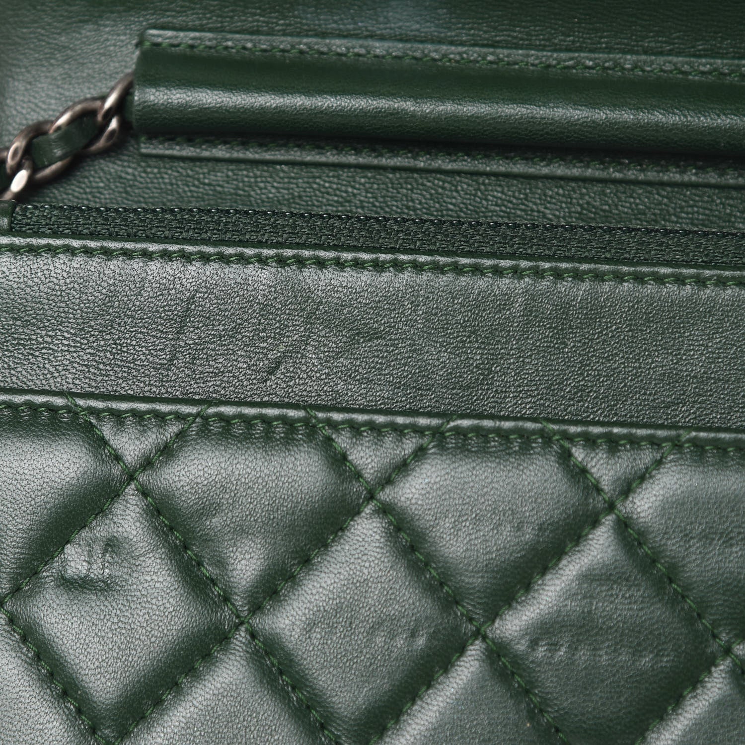 Chanel Lambskin Quilted Boy Wallet On Chain WOC Green 13 of 17