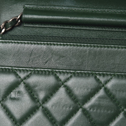 Chanel Lambskin Quilted Boy Wallet On Chain WOC Green 13 of 17