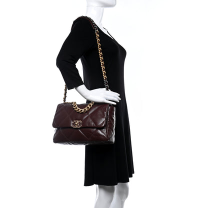 Chanel Shiny Goatskin Quilted Large Chanel 19 Flap Brown 2 of 9