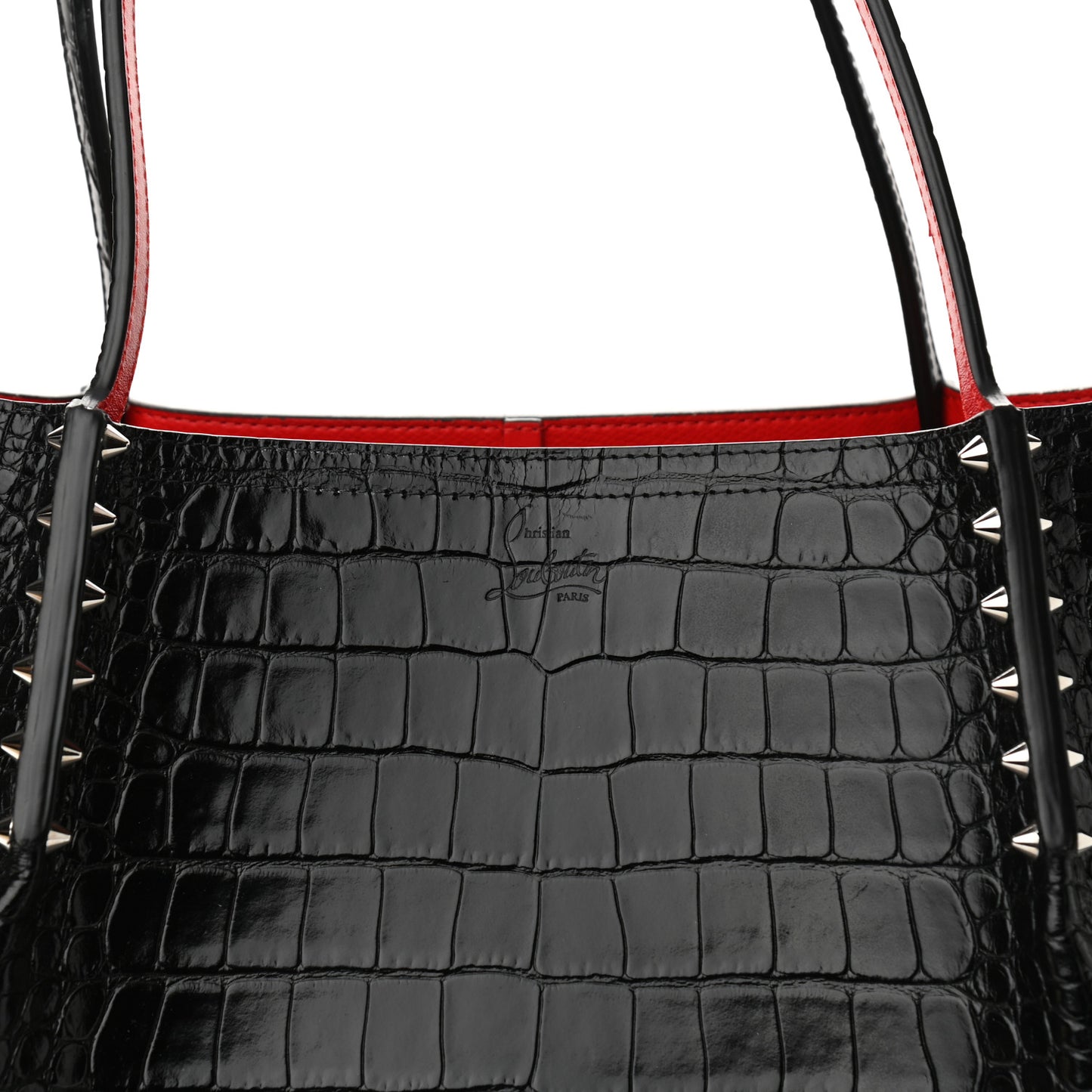 Calfskin Crocodile Embossed Spikes Large Cabarock Black
