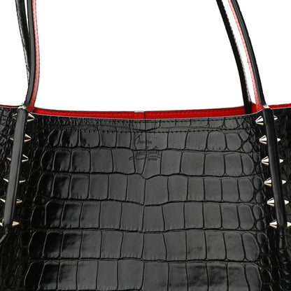 Christian Louboutin Calfskin Crocodile Embossed Spikes Large Cabarock Black 7 of 12