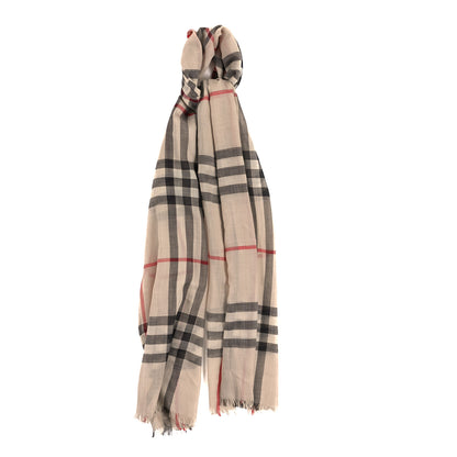 Burberry Linen Giant Check Check Lightweight Scarf Stone 1 of 5