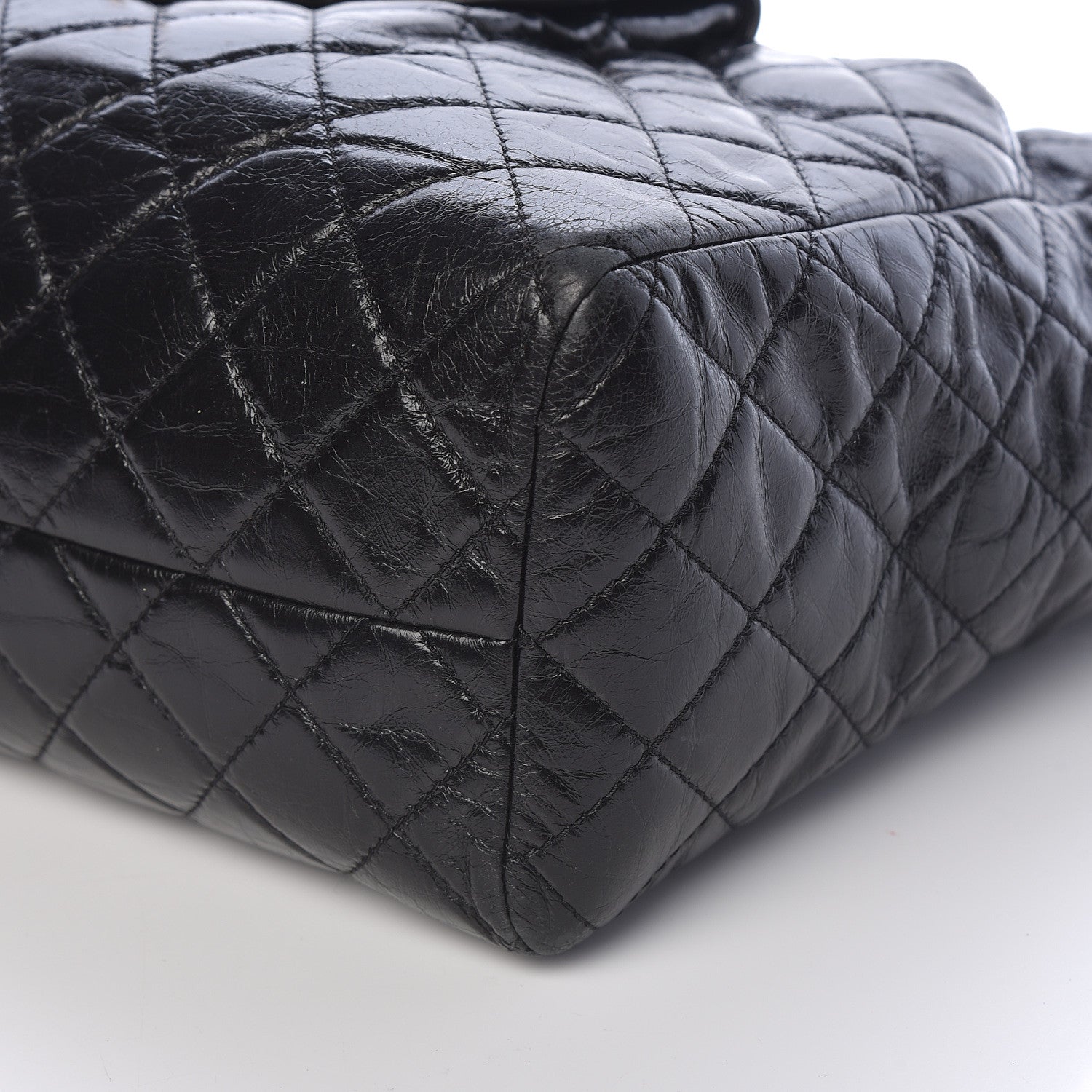 Chanel Glazed Calfskin Quilted Large Front Pocket Tote Black 9 of 10