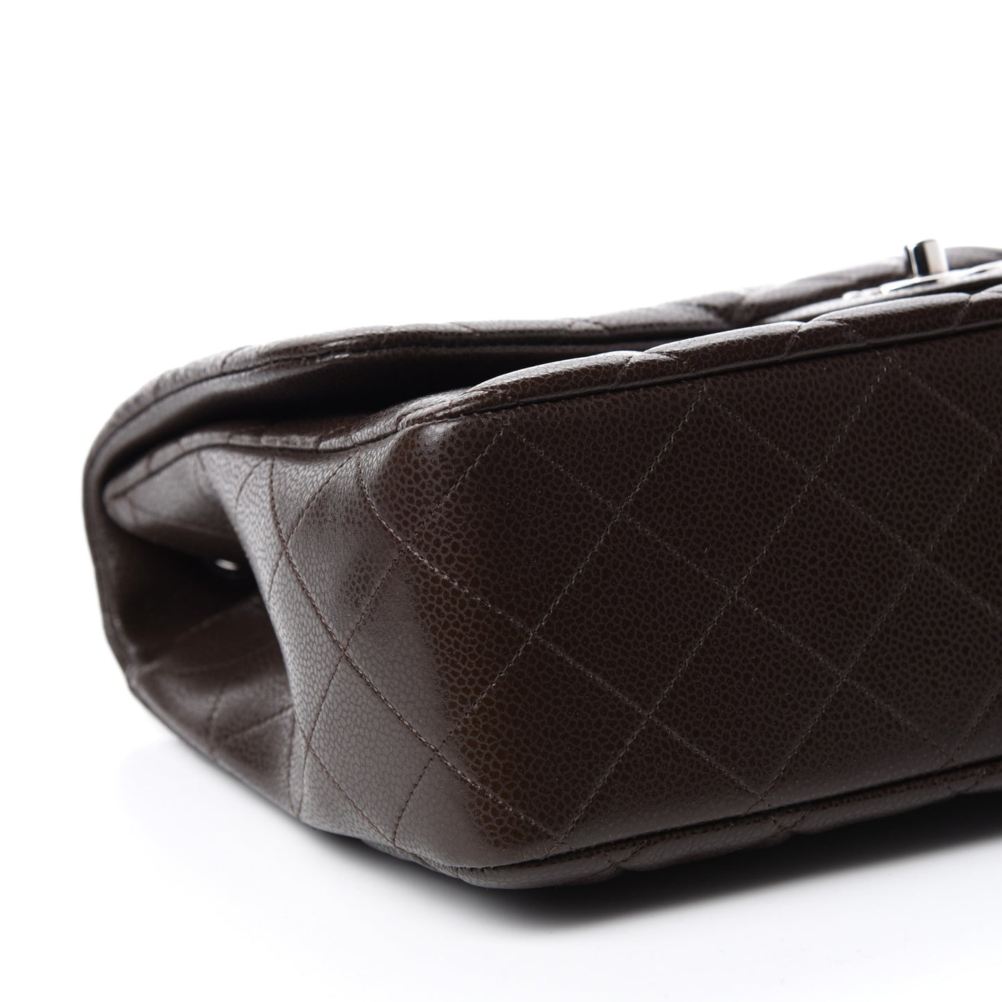 Caviar Quilted Jumbo Single Flap Dark Brown