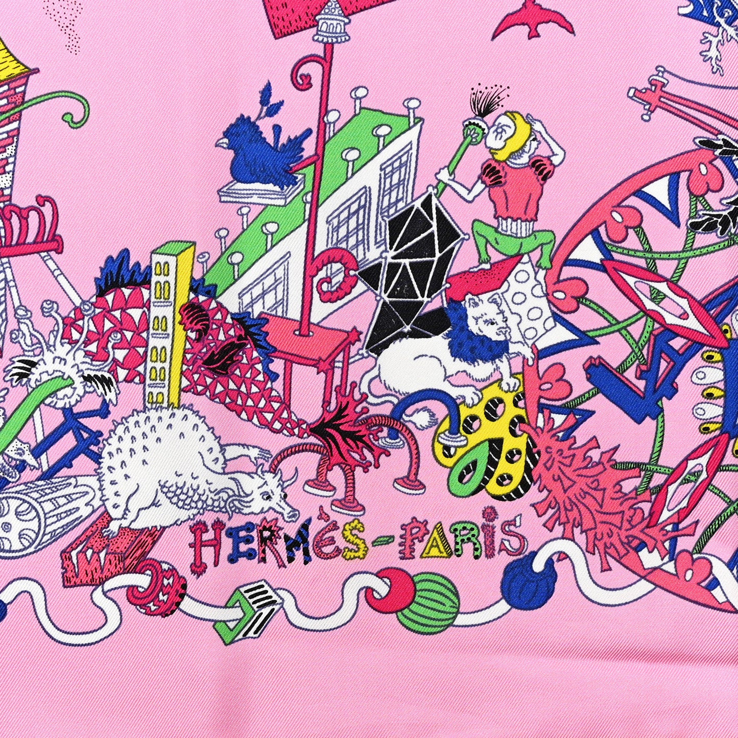 Silk La Folle Parade Scarf 90 Rose White Multicolor