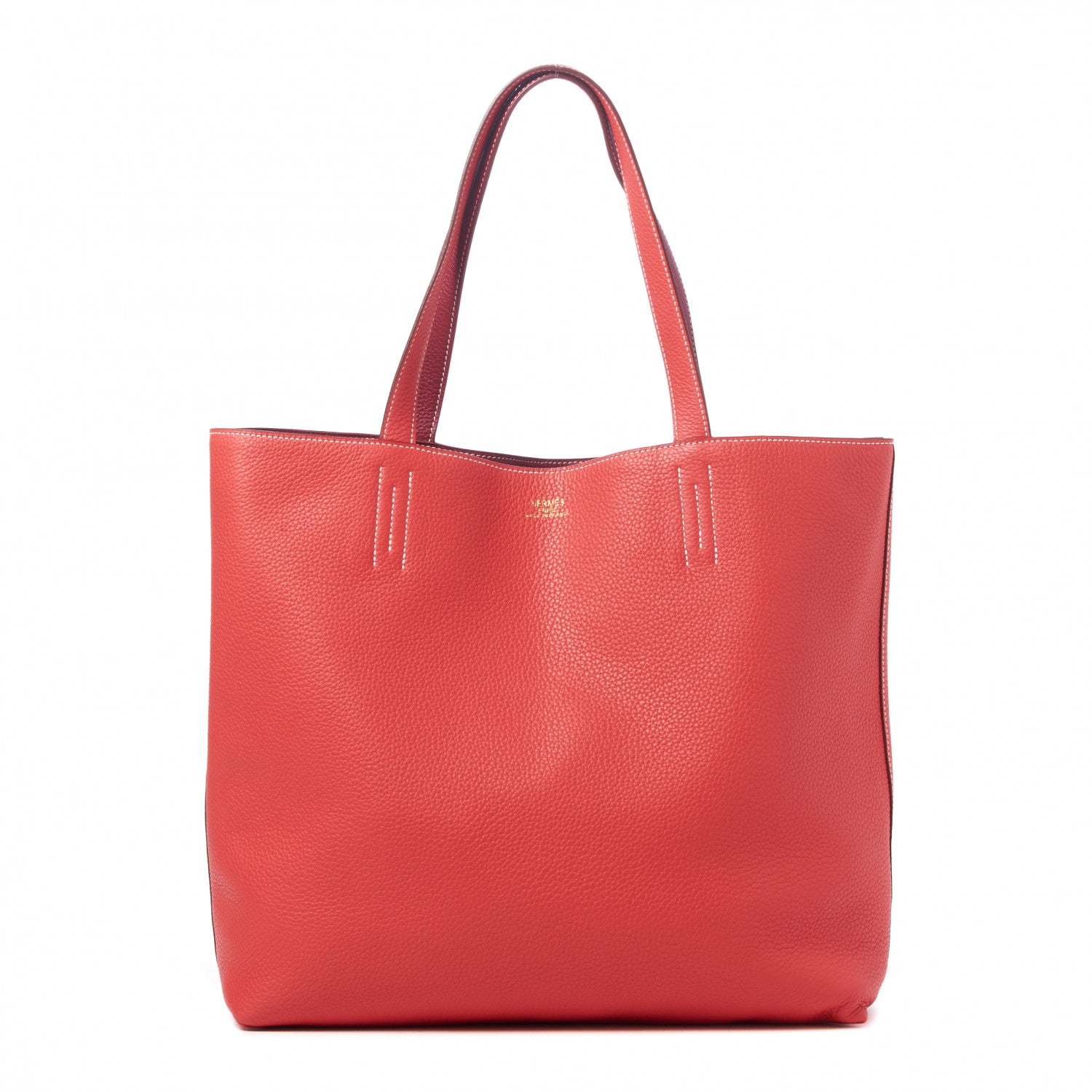 Hermes Taurillon Clemence Double Sens 45 Reversible Tote Rubis Bougainvillea 1 of 8