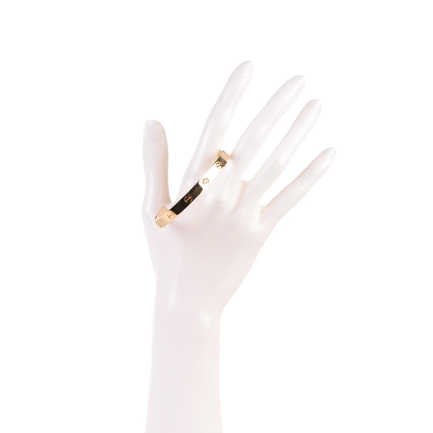Cartier 18K Yellow Gold 1 Diamond LOVE Cuff Bracelet 18 2 of 4