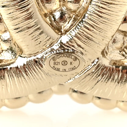 Chanel Pearl Crystal CC Brooch Gold 4 of 5