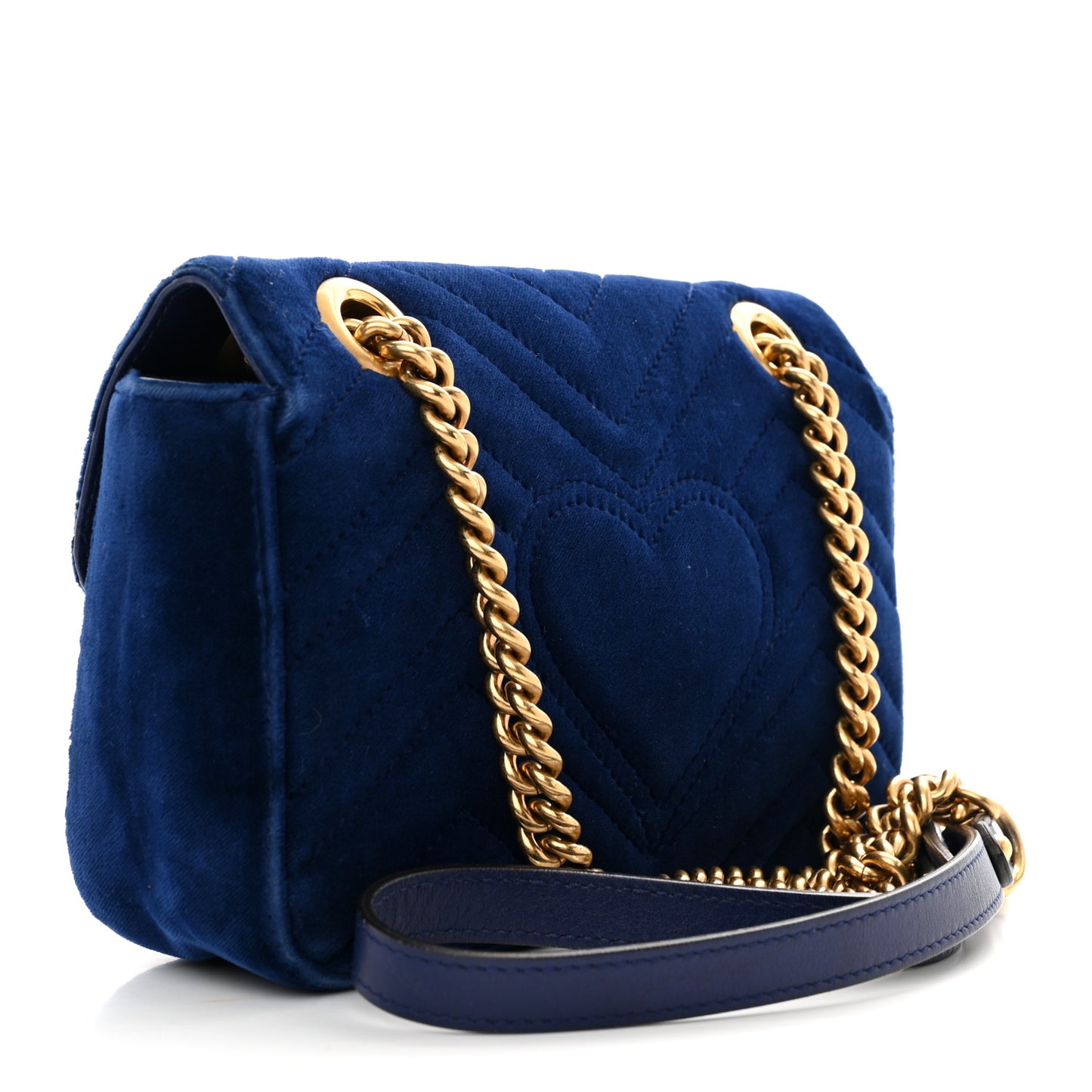 Velvet Matelasse Mini GG Marmont Shoulder Bag Cobalt Blue