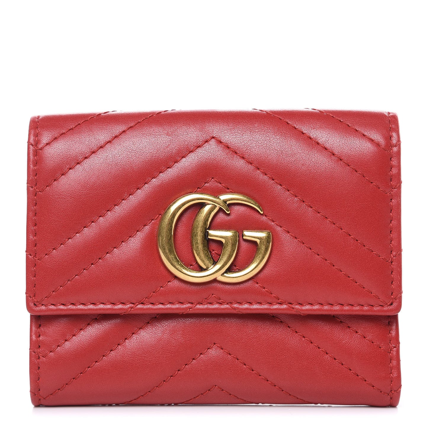 Calfskin Matelasse GG Marmont Wallet Hibiscus Red