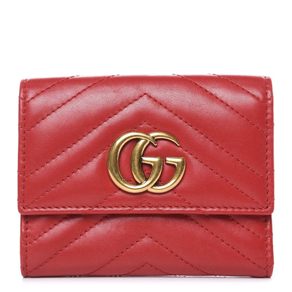 Gucci Calfskin Matelasse GG Marmont Wallet Hibiscus Red 1 of 12