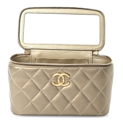 Chanel Metallic Lambskin Quilted Small CC Dynasty Vanity Case With Chain Gold 5 of 11