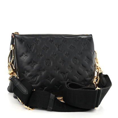 Louis Vuitton Lambskin Embossed Monogram Coussin PM Black 3 of 11