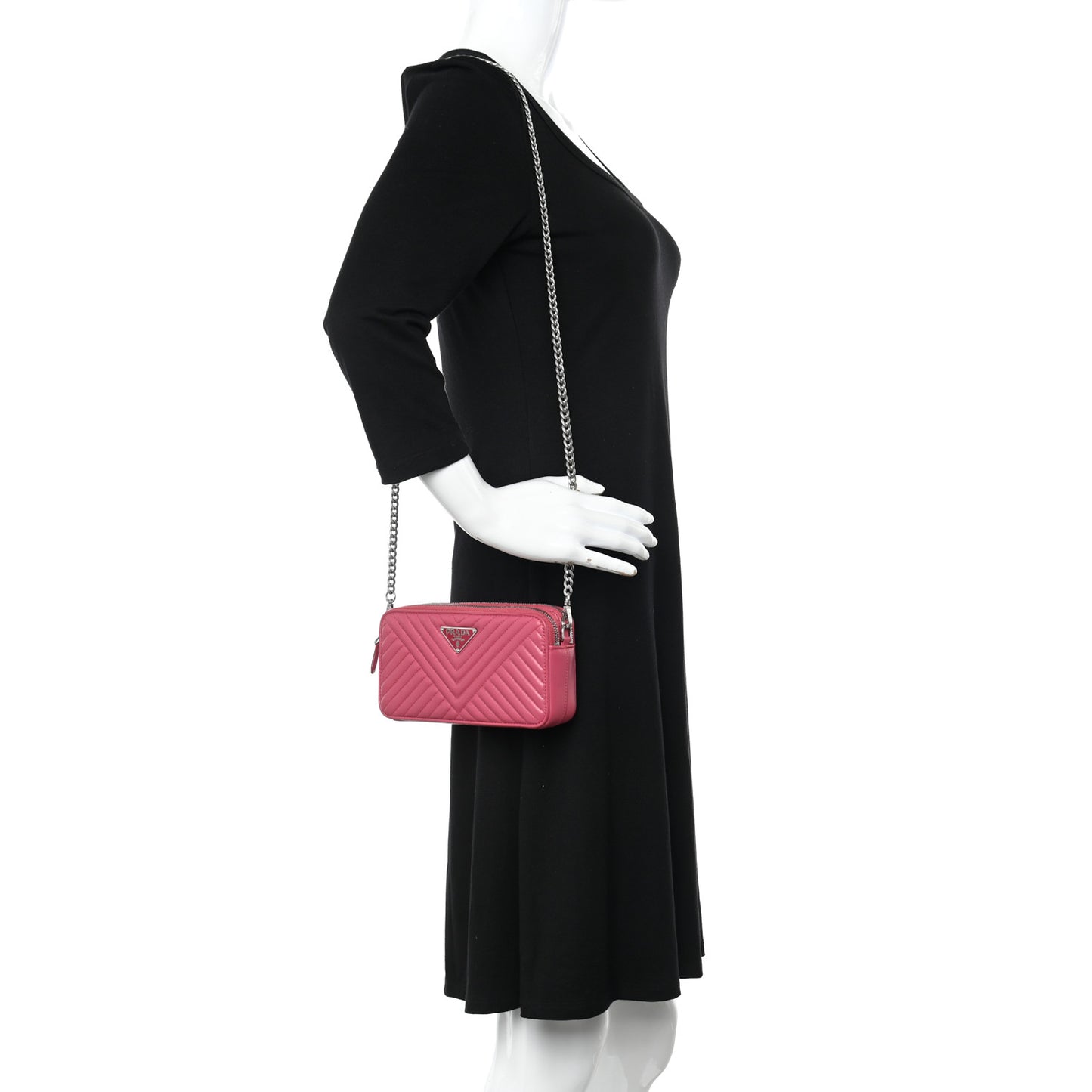 Nappa Impunture Diagramme Mini Double Zip Chain Crossbody Bag Peonia