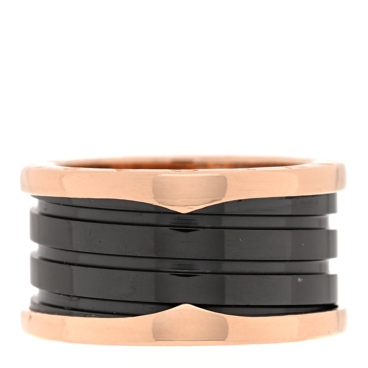 18K Rose Gold Black Ceramic B.Zero1 Four-Band Ring 56 7.5