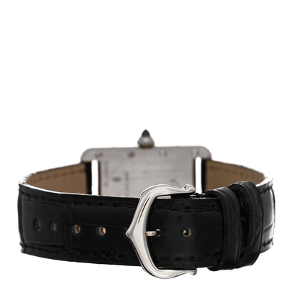 Cartier 18K White Gold Alligator 22mm Tank Louis Quartz Watch 3 of 4
