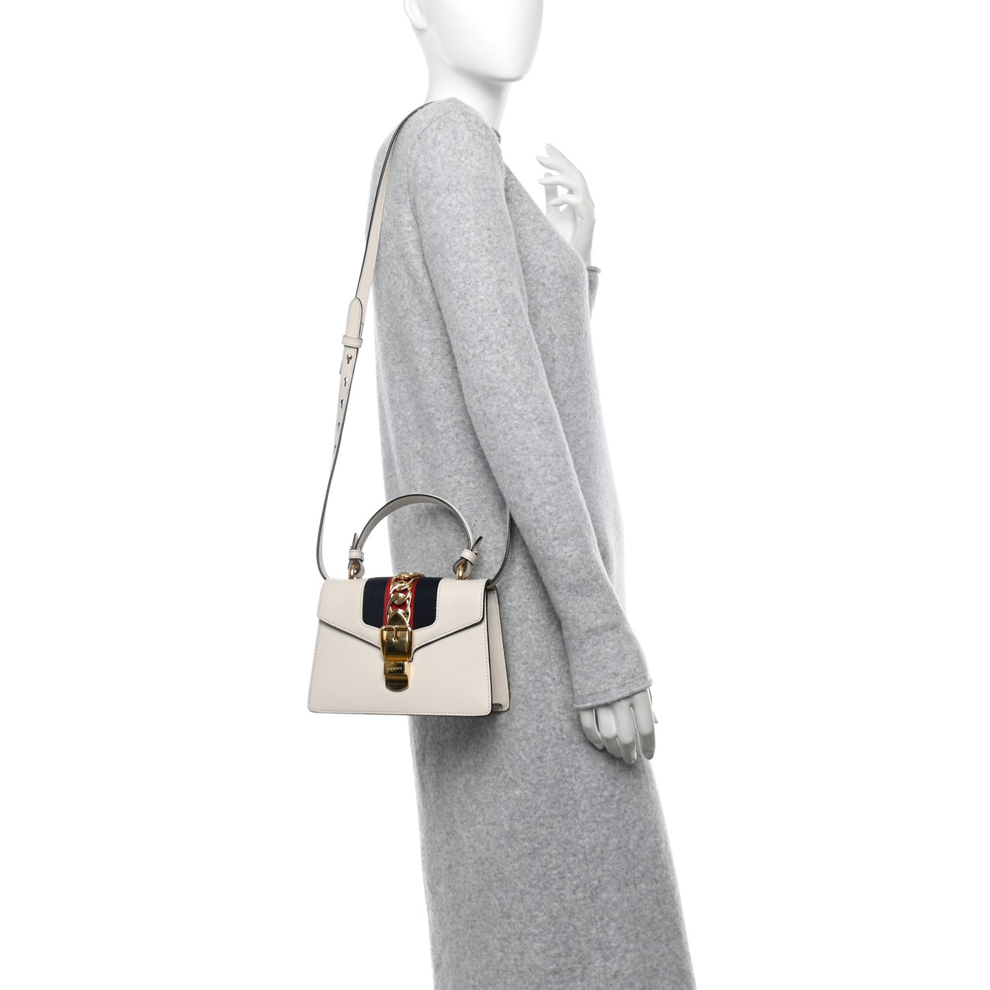Calfskin Mini Sylvie Top Handle Bag White