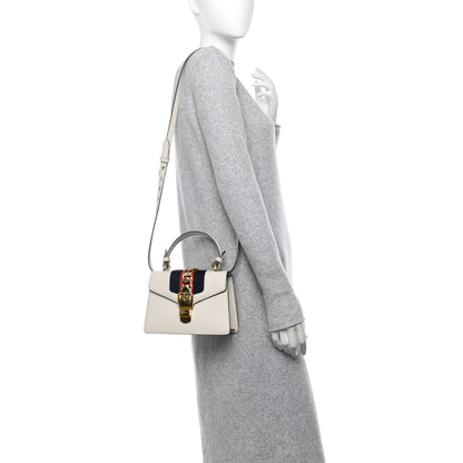Gucci Calfskin Mini Sylvie Top Handle Bag White 2 of 14