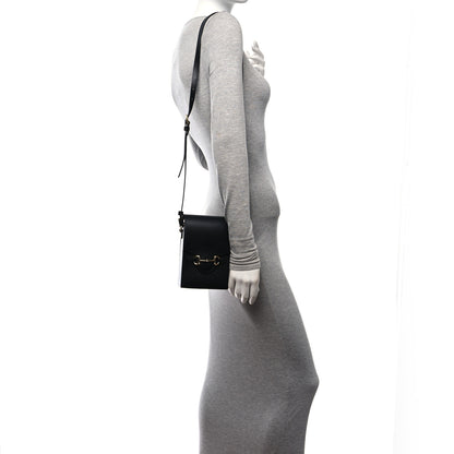 Gucci Boarded Plutone Calfskin Mini Horsebit 1955 Crossbody Bag Black 3 of 9