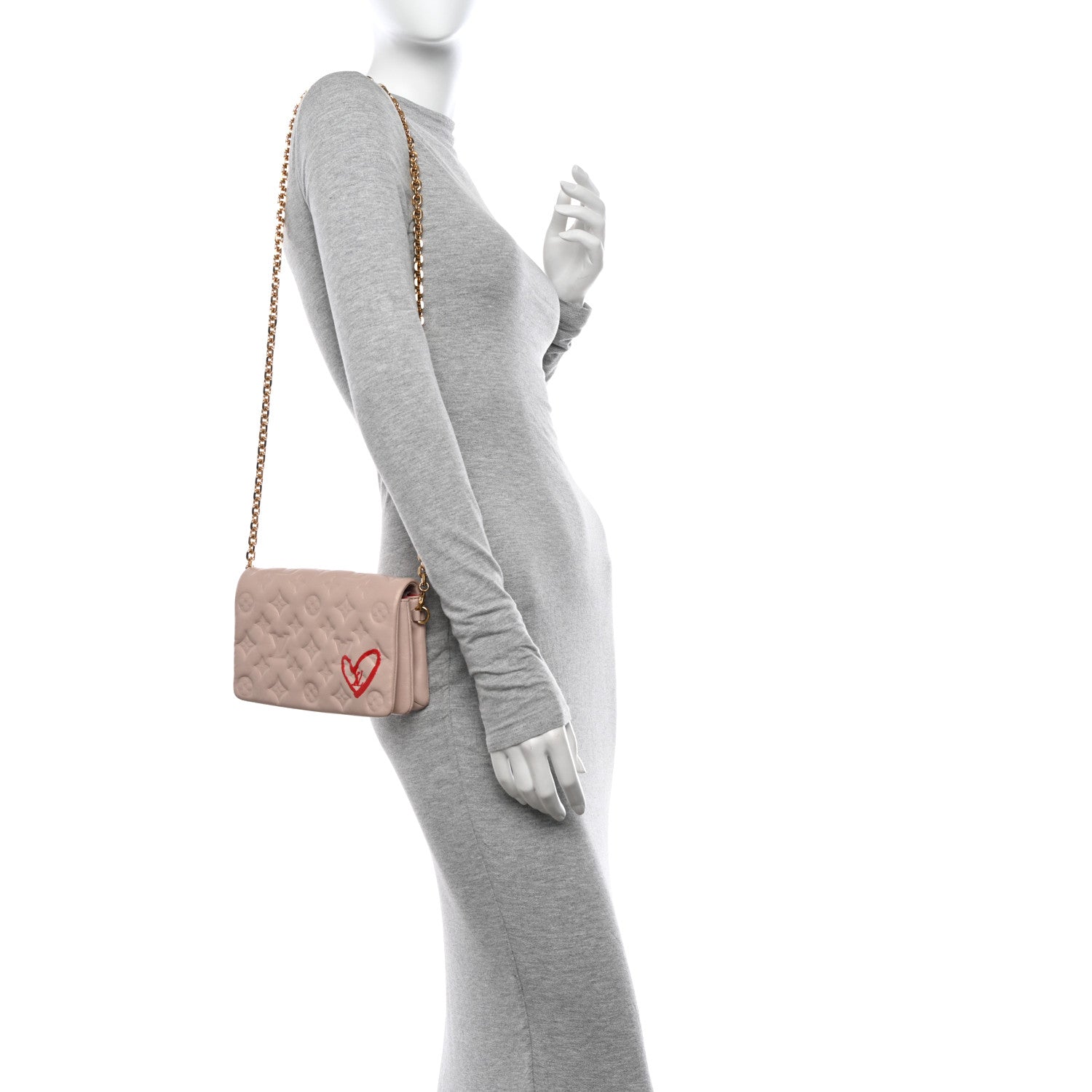 Louis Vuitton Lambskin Embossed Monogram Fall in Love Pochette Light Pink 2 of 13