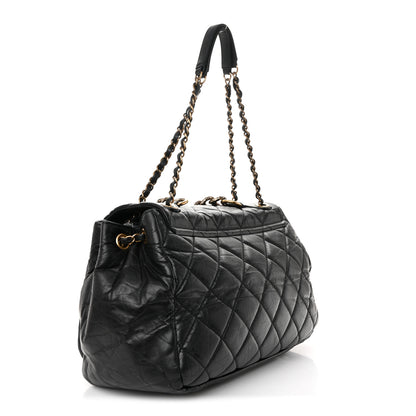 Chanel Aged Calfskin Quilted Large Pondichery Flap Black 3 of 10
