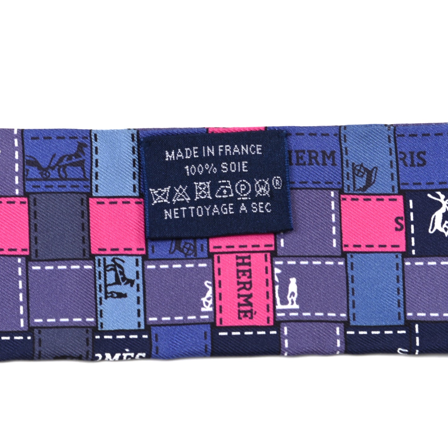Silk Bolduc Au Carre Twilly Blue Jean Rose Vif Gris