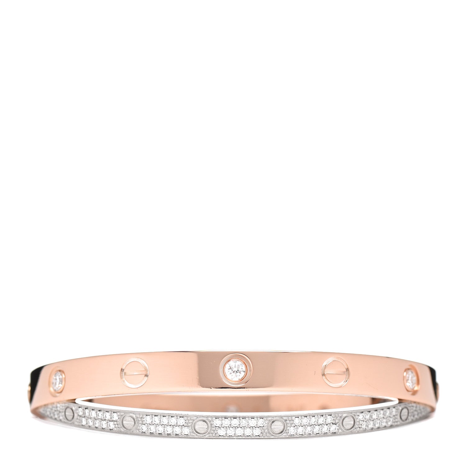 Cartier 18K Pink White Gold Diamond Double LOVE Paved Bracelet 16 1 of 4